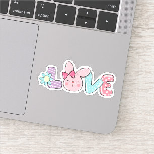 Cute Easter Bunny Love Spring Vinyl Sticker