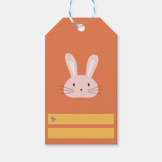 Cute Easter Bunny Oranje Cadeaulabel (Voorkant)