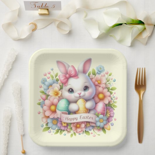 Cute Easter Bunny Papieren Bordje (Huwelijk)