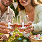 Cute Easter Bunny & Pastel Easter Eggs  Wijnglas Zonder Voet