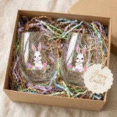 Cute Easter Bunny & Pastel Easter Eggs  Wijnglas Zonder Voet