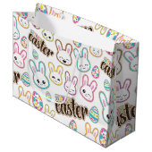 Cute Easter Bunny-patroontas Groot Cadeauzakje (Voorkant Gekanteld)