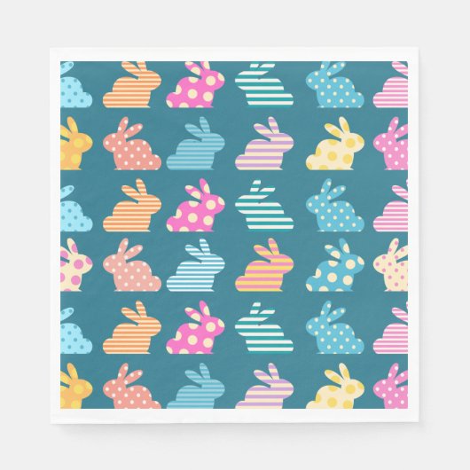 Cute Easter Bunny Pattern Blue Servet (Voorkant)
