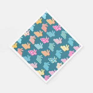 Cute Easter Bunny Pattern Blue Servet