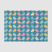 Cute Easter Bunny Pattern Blue Tissuepapier (Voorkant)