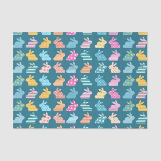 Cute Easter Bunny Pattern Blue Tissuepapier (Voorkant)