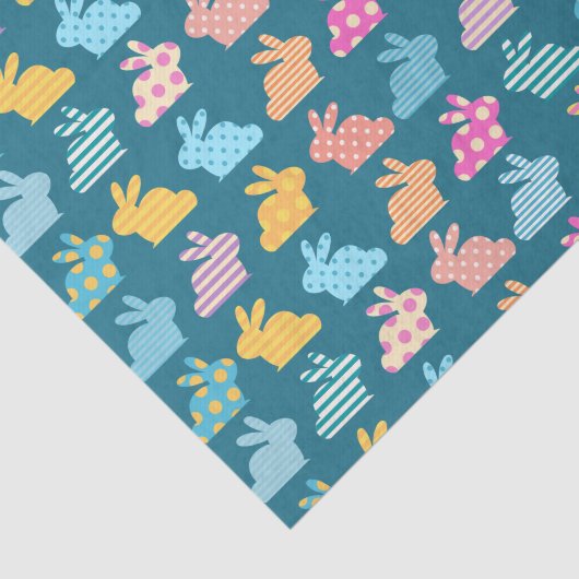 Cute Easter Bunny Pattern Blue Tissuepapier (Detail)