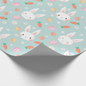 Cute Easter Bunny Pattern Cadeaupapier (Hoek)