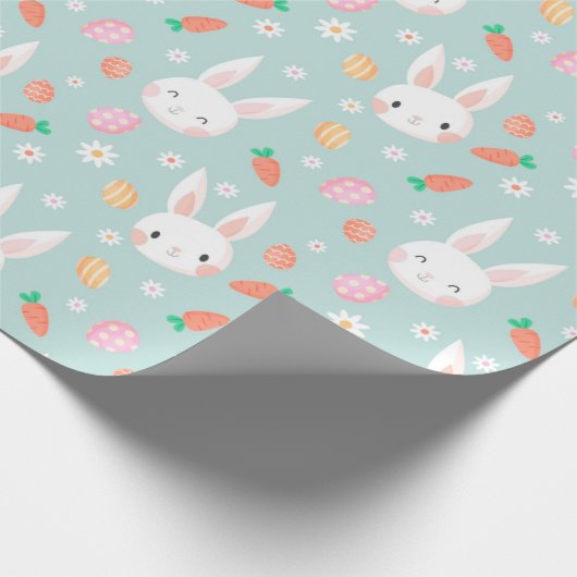 Cute Easter Bunny Pattern Cadeaupapier (Hoek)