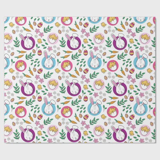 Cute Easter Bunny Pattern Cadeaupapier (Vlak)