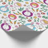 Cute Easter Bunny Pattern Cadeaupapier (Hoek)