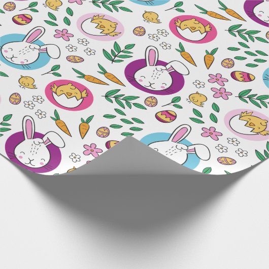 Cute Easter Bunny Pattern Cadeaupapier (Hoek)