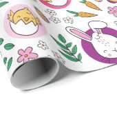 Cute Easter Bunny Pattern Cadeaupapier (Rol Hoek)