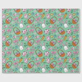 Cute Easter Bunny Pattern Cadeaupapier (Vlak)