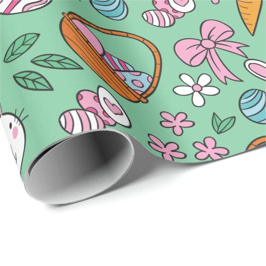 Cute Easter Bunny Pattern Cadeaupapier (Rol Hoek)