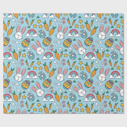 Cute Easter Bunny Pattern Cadeaupapier (Vlak)