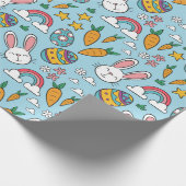 Cute Easter Bunny Pattern Cadeaupapier (Hoek)
