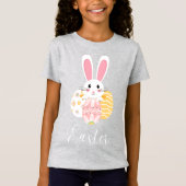 Cute Easter Bunny Pattern Eggs Girls T-Shirt (Voorkant)