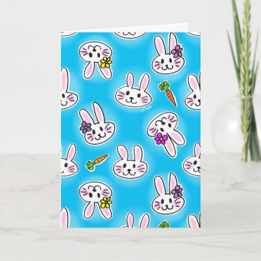 Cute Easter Bunny Pattern Feestdagen Kaart (Voorkant)