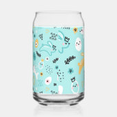 Cute Easter Bunny Pattern Kawaii Rabbits Eggs  Blikvorm Glas (Rechts)