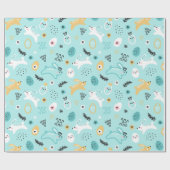 Cute Easter Bunny Pattern Kawaii Rabbits Eggs  Cadeaupapier (Vlak)