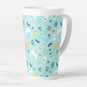 Cute Easter Bunny Pattern Kawaii Rabbits Eggs  Latte Mok (Rechterhoek)