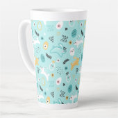 Cute Easter Bunny Pattern Kawaii Rabbits Eggs  Latte Mok (Linkerhoek)