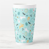 Cute Easter Bunny Pattern Kawaii Rabbits Eggs  Latte Mok (Voorkant)