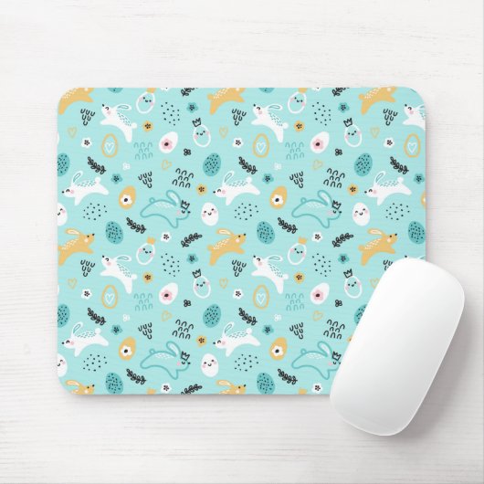 Cute Easter Bunny Pattern Kawaii Rabbits Eggs  Muismat (Met muis)