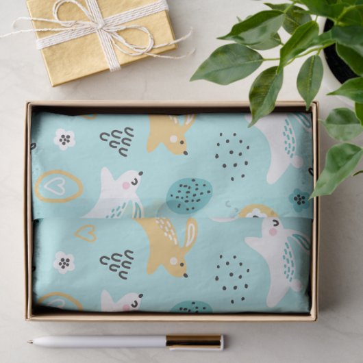 Cute Easter Bunny Pattern Kawaii Rabbits Eggs  Tissuepapier (Geschenk)