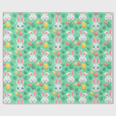 Cute Easter Bunny Pattern Wrapping Paper Cadeaupapier (Vlak)