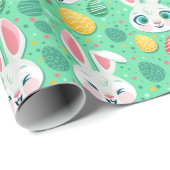 Cute Easter Bunny Pattern Wrapping Paper Cadeaupapier (Rol Hoek)