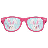 Cute Easter Bunny Pink Retro Zonnebril (Voorkant)