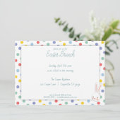 Cute Easter Bunny Polka Dot Brunch Uitnodiging (Staand voorkant)