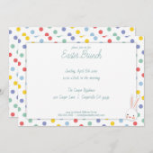 Cute Easter Bunny Polka Dot Brunch Uitnodiging (Voorkant / Achterkant)