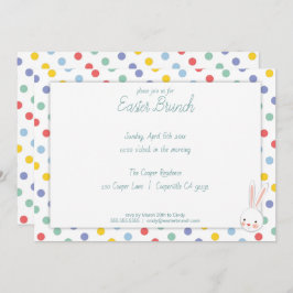 Cute Easter Bunny Polka Dot Brunch Uitnodiging