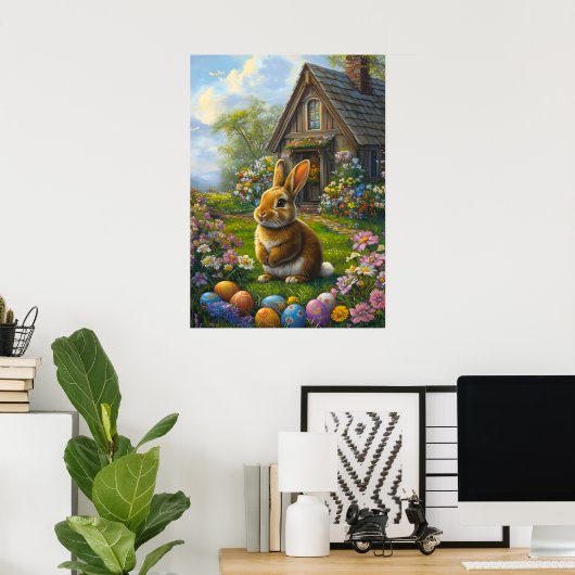 Cute Easter Bunny Poster (Thuiskantoor)