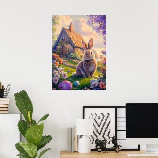 Cute Easter Bunny Poster (Thuiskantoor)