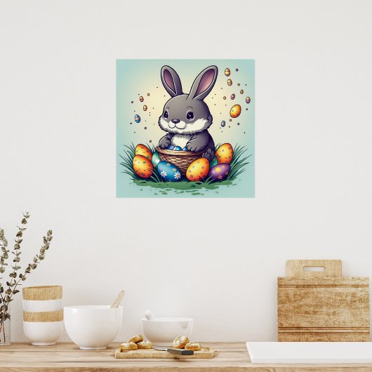 Cute Easter Bunny Poster (Keuken)