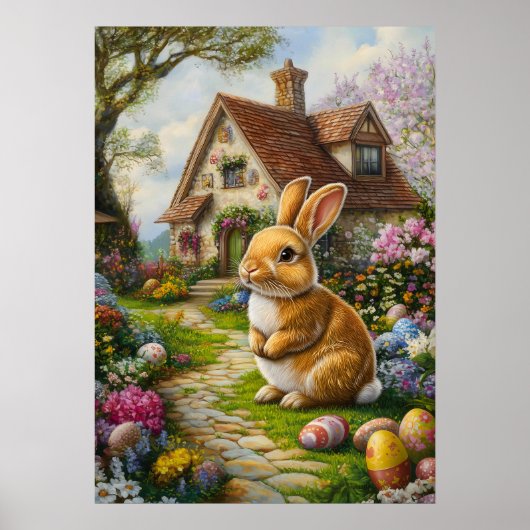 Cute Easter Bunny Poster (Voorkant)