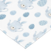 Cute Easter Bunny Rabbit Blue White Tea Pot Eggs Tafelkleed (Gekanteld)