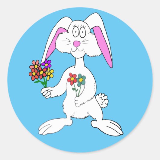 Cute Easter Bunny Rabbit Cartoon Classic Rou Ronde Sticker (Voorkant)