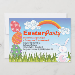 Cute Easter Bunny Rabbit Fun Egg Hunt Party Invite Kaart