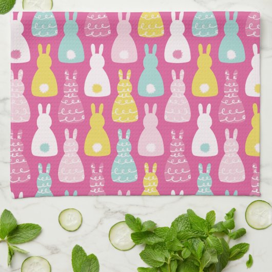 Cute Easter Bunny Rabbit patroon Theedoek (Gevouwen)