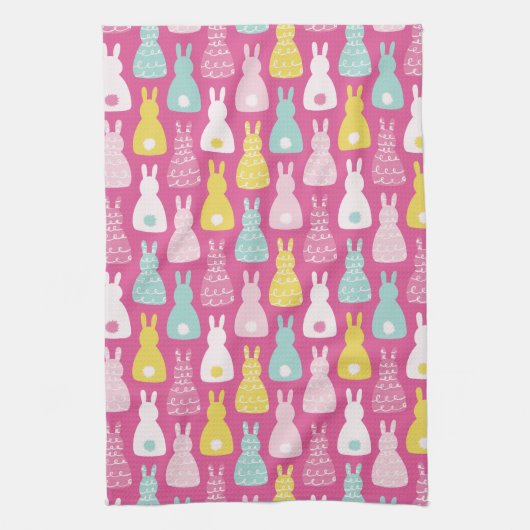 Cute Easter Bunny Rabbit patroon Theedoek (Verticaal)