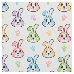 Cute Easter Bunny Rabbit Pattern FEESTDAGEN Stof