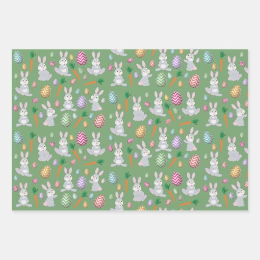 Cute Easter Bunny Rabbit Pattern Inpakpapier Vel (Voorkant 3)
