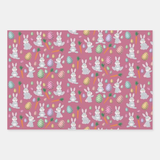 Cute Easter Bunny Rabbit Pattern Inpakpapier Vel (Voorkant 2)