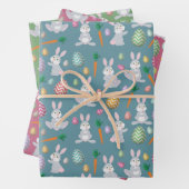 Cute Easter Bunny Rabbit Pattern Inpakpapier Vel (In situ)