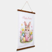 Cute Easter Bunny Rabbit Pink Blush Peony Hangend Wandkleed (Gebogen)